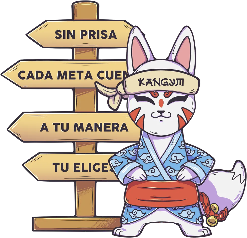 Kan Sensei junto a un poste de metas: sin prisa, a tu manera.