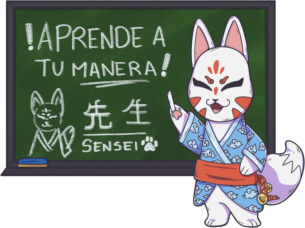 Kan Sensei explicando en una pizarra: aprende a tu manera.